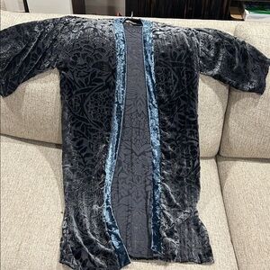 NWOT burnout Kimono with blue velvet
